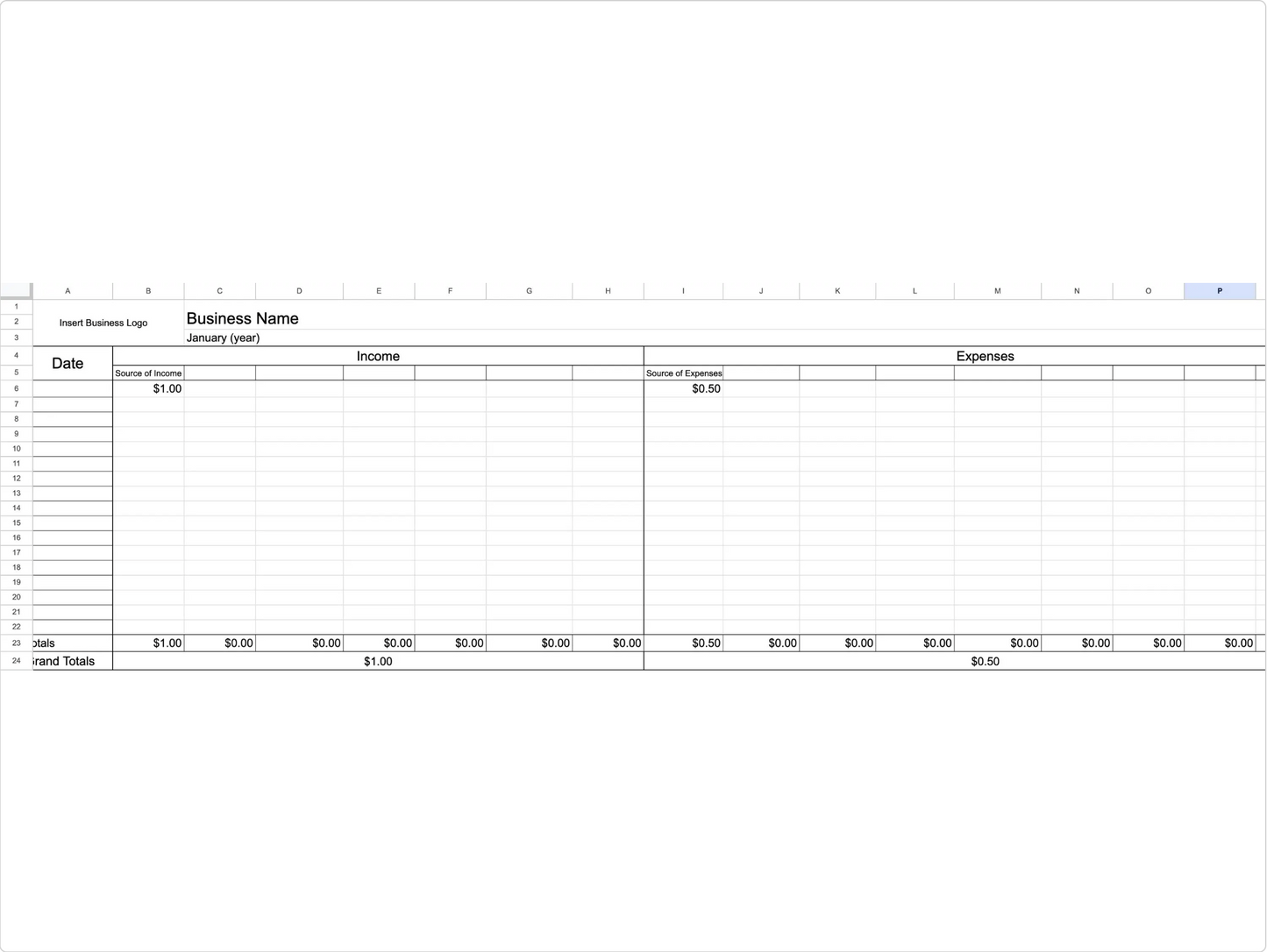 Monthly Revenue & Expenses Google Sheets Template