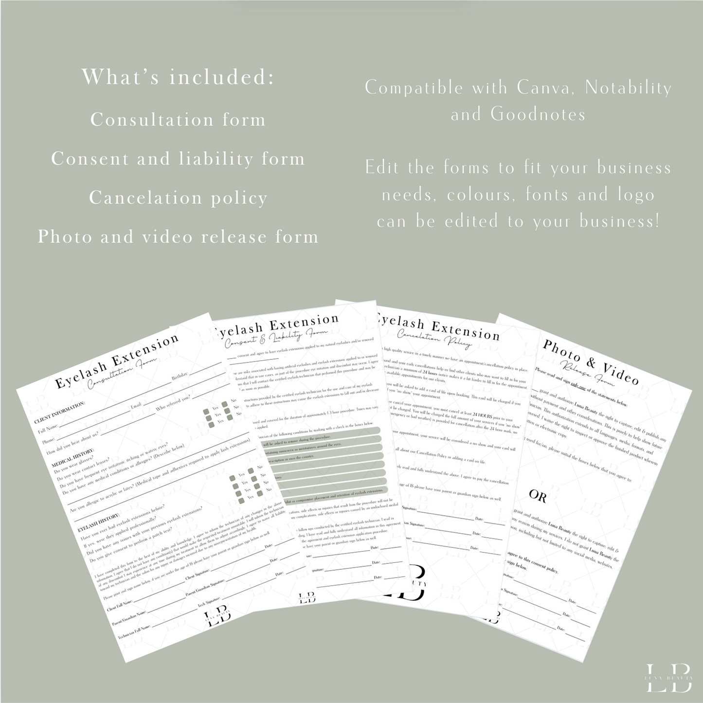 Lash Extension Consent Forms - Canva Template