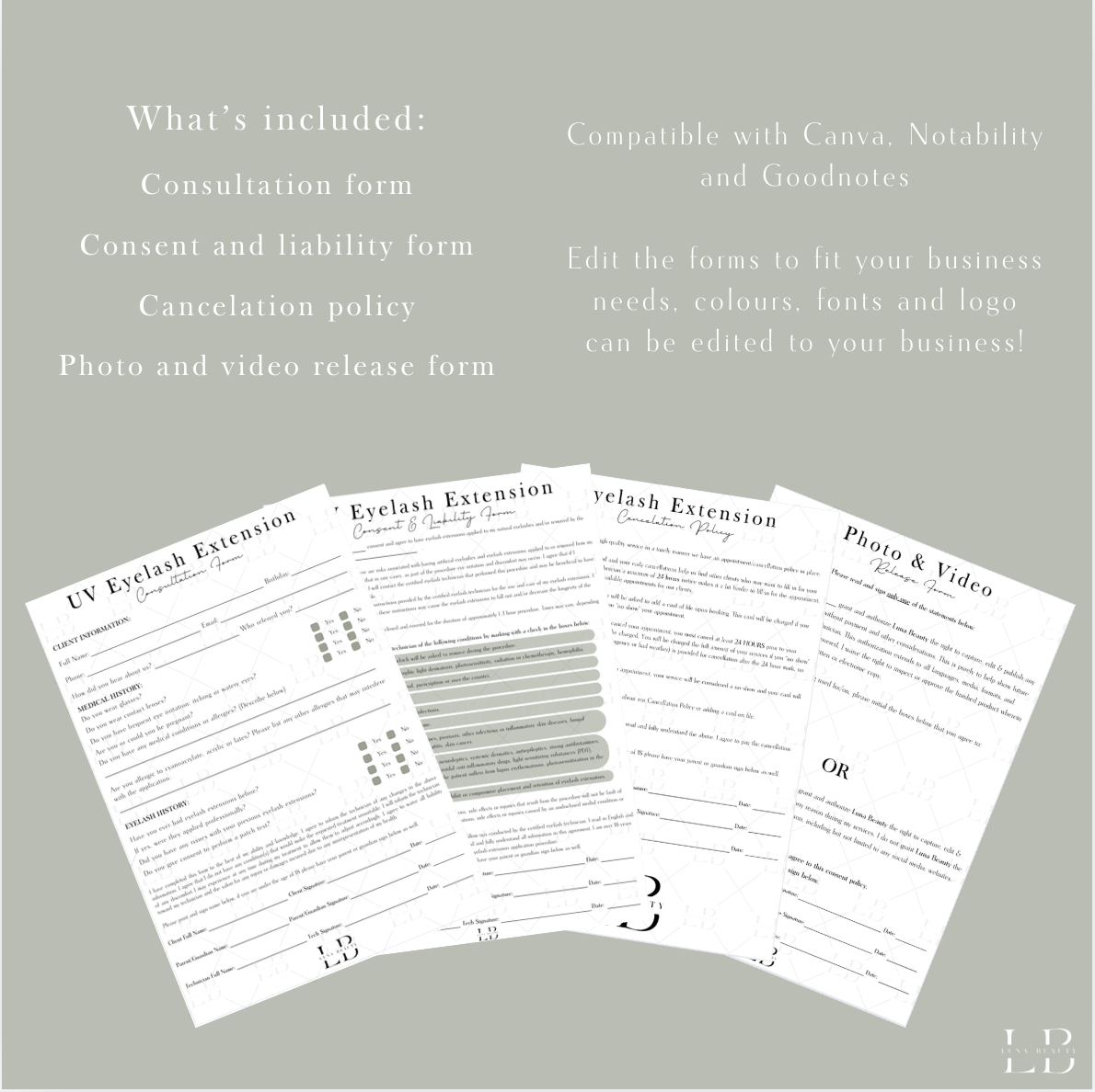 UV Lash Extensions Consent Forms
