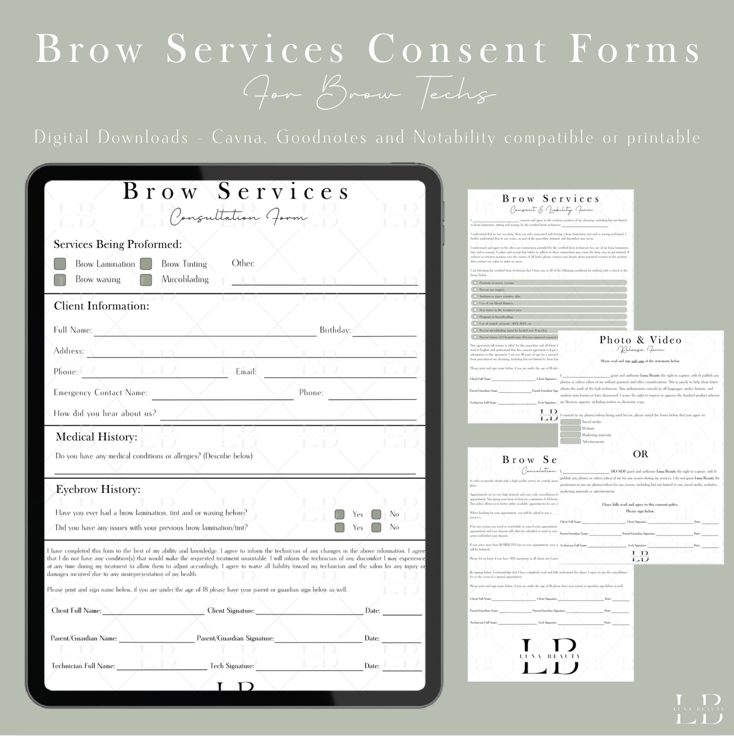 Brow Technician Consent Forms