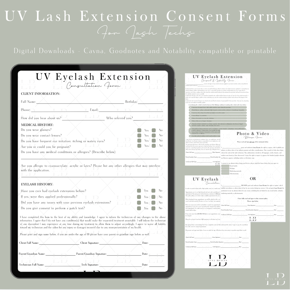 UV Lash Extensions Consent Forms